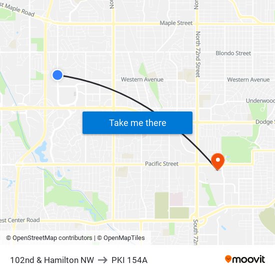 102nd & Hamilton NW to PKI 154A map