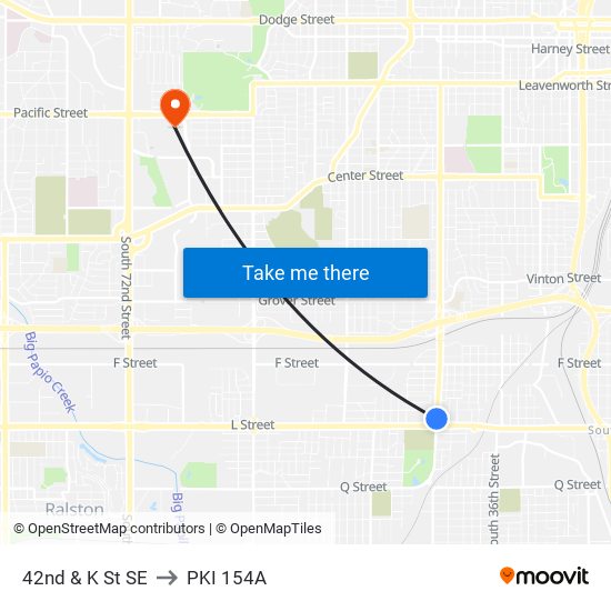 42nd & K St SE to PKI 154A map