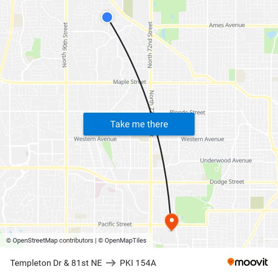 Templeton Dr & 81st NE to PKI 154A map