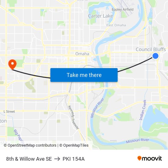 8th & Willow Ave SE to PKI 154A map