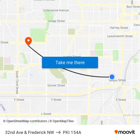 32nd Ave & Frederick NW to PKI 154A map