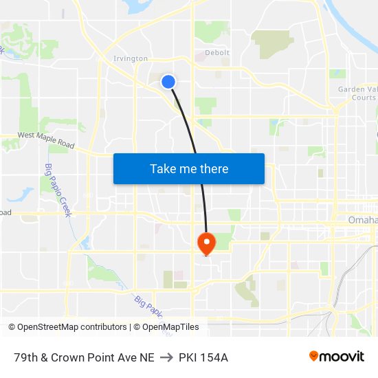 79th & Crown Point Ave NE to PKI 154A map