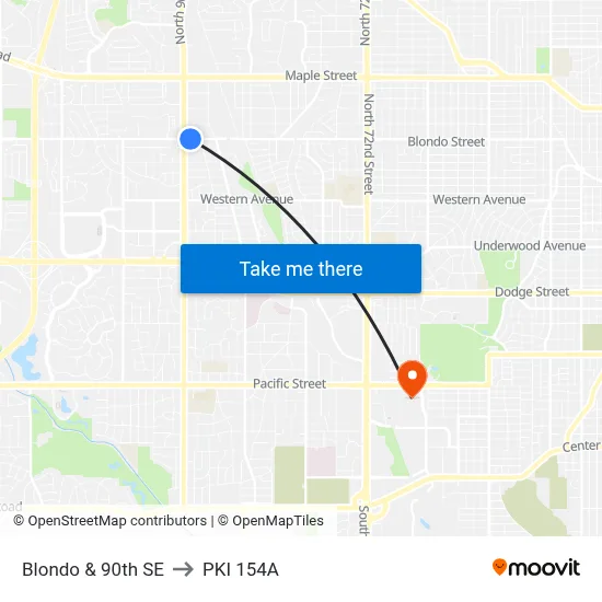 Blondo & 90th SE to PKI 154A map