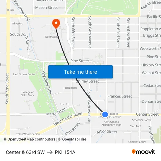 Center & 63rd SW to PKI 154A map