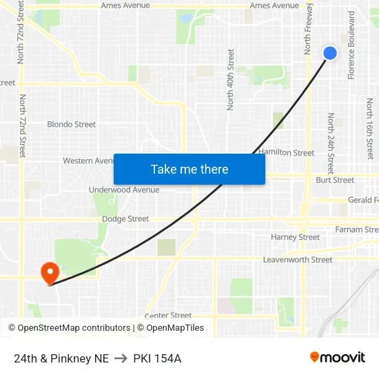 24th & Pinkney NE to PKI 154A map