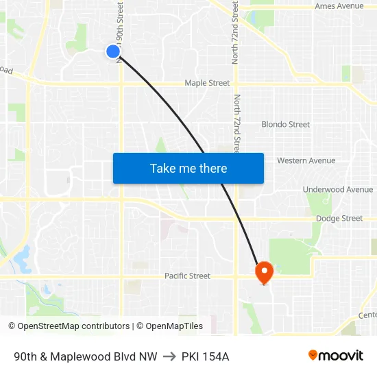 90th & Maplewood Blvd NW to PKI 154A map