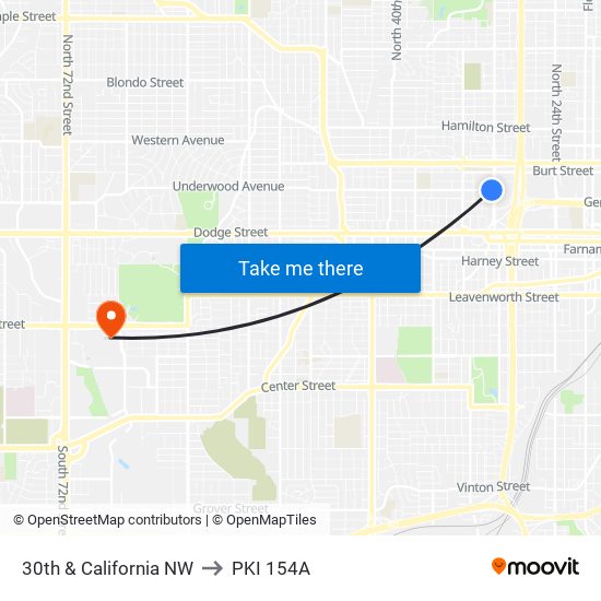 30th & California NW to PKI 154A map