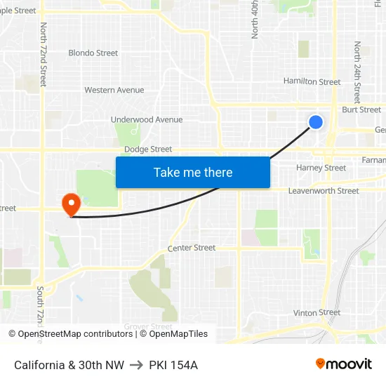 California & 30th NW to PKI 154A map