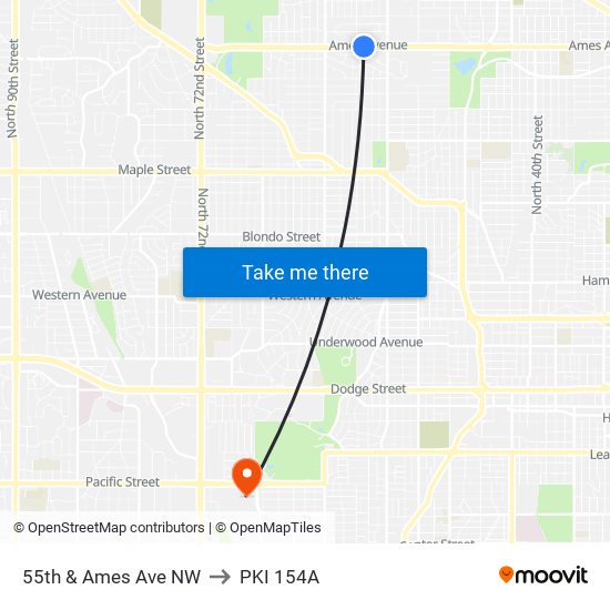 55th & Ames Ave NW to PKI 154A map