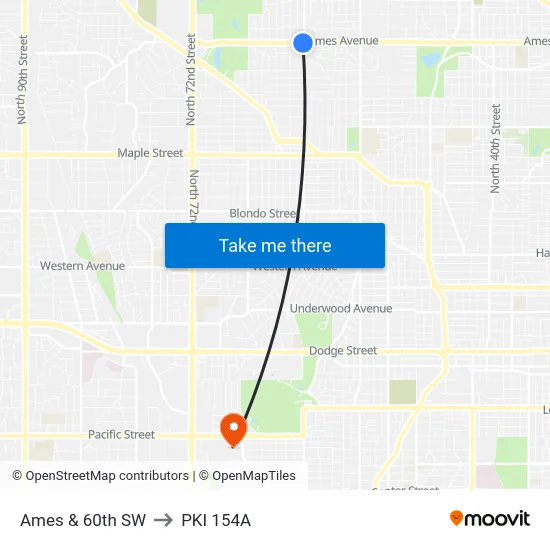 Ames & 60th SW to PKI 154A map