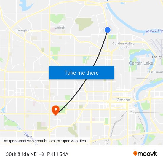 30th & Ida NE to PKI 154A map