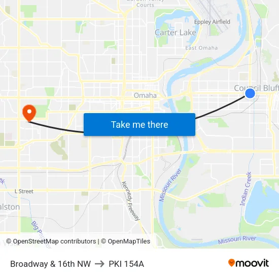 Broadway & 16th NW to PKI 154A map