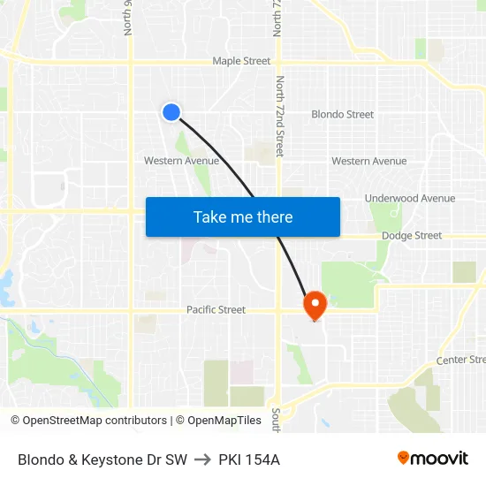 Blondo & Keystone Dr SW to PKI 154A map