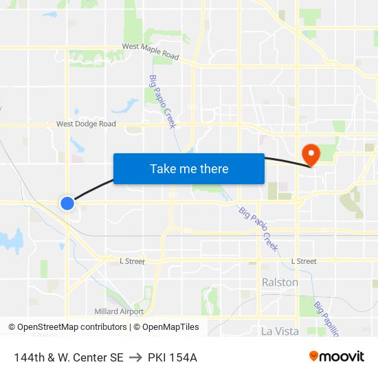 144th & W. Center SE to PKI 154A map