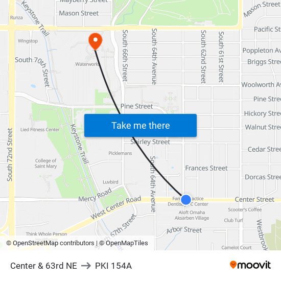 Center & 63rd NE to PKI 154A map