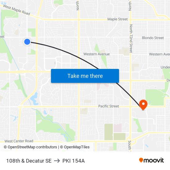 108th & Decatur SE to PKI 154A map