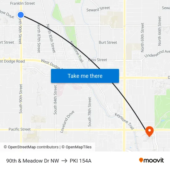 90th & Meadow Dr NW to PKI 154A map