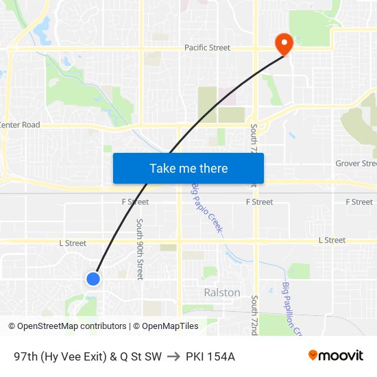 97th (Hy Vee Exit) & Q St SW to PKI 154A map