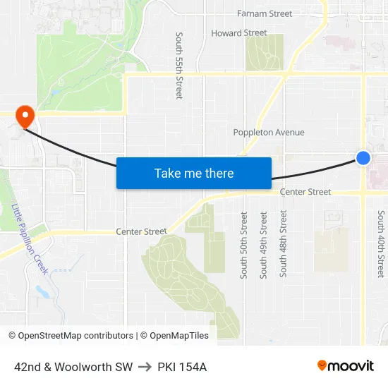 42nd & Woolworth SW to PKI 154A map