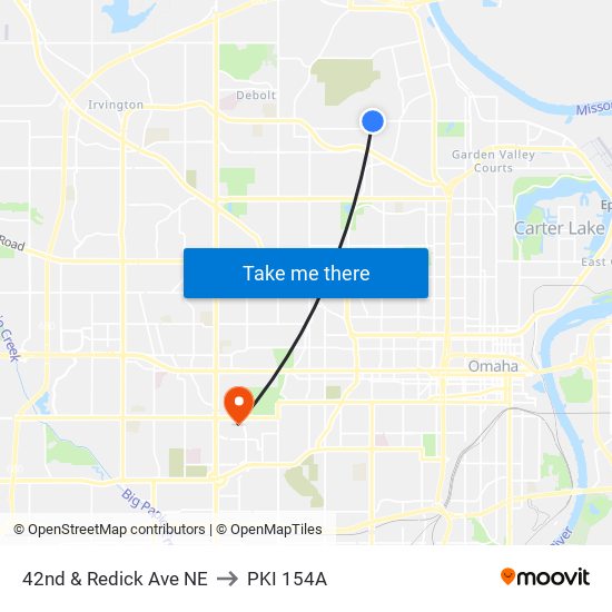 42nd & Redick Ave NE to PKI 154A map