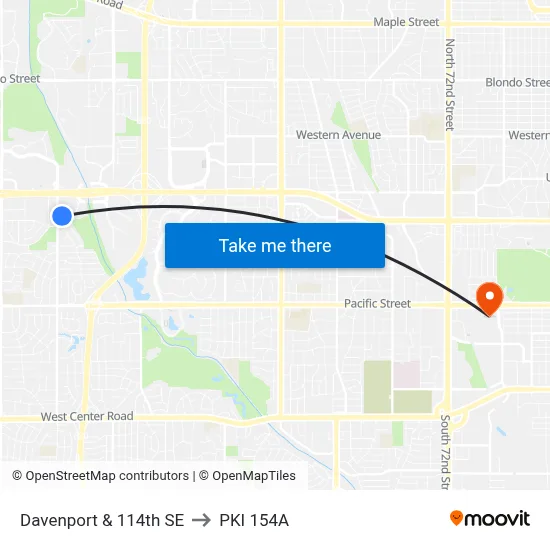 Davenport & 114th SE to PKI 154A map