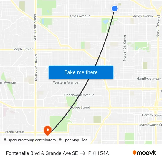 Fontenelle Blvd & Grande Ave SE to PKI 154A map