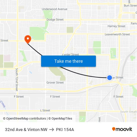 32nd Ave & Vinton NW to PKI 154A map