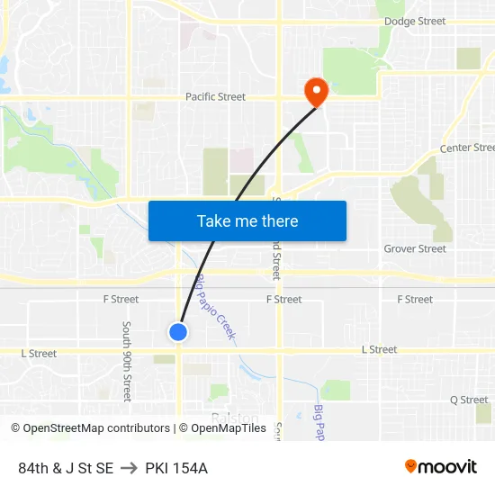 84th & J St SE to PKI 154A map