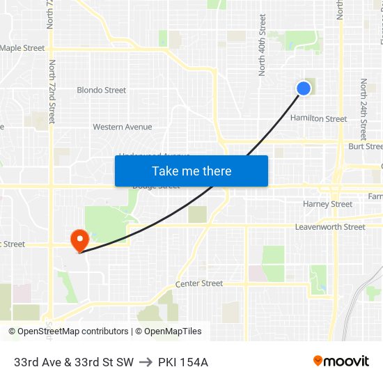 33rd Ave & 33rd St SW to PKI 154A map