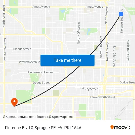 Florence Blvd & Sprague SE to PKI 154A map