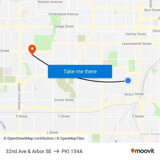 32nd Ave & Arbor SE to PKI 154A map