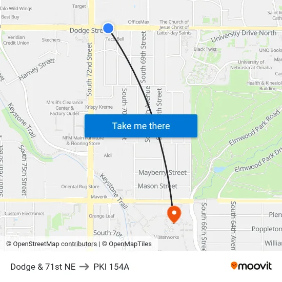 Dodge & 71st NE to PKI 154A map