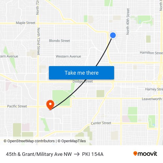 45th & Grant/Military Ave NW to PKI 154A map