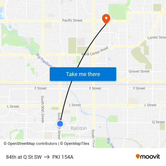 84th at Q St SW to PKI 154A map