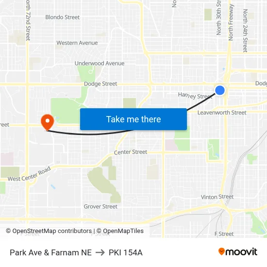 Park Ave & Farnam NE to PKI 154A map