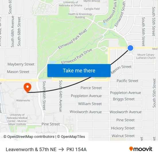 Leavenworth & 57th NE to PKI 154A map