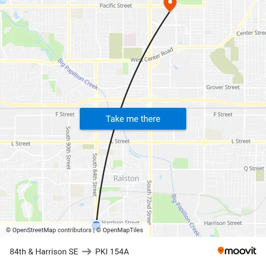 84th & Harrison SE to PKI 154A map