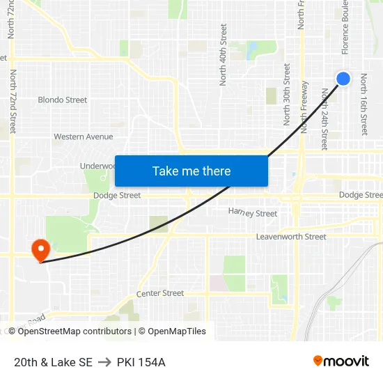 20th & Lake SE to PKI 154A map