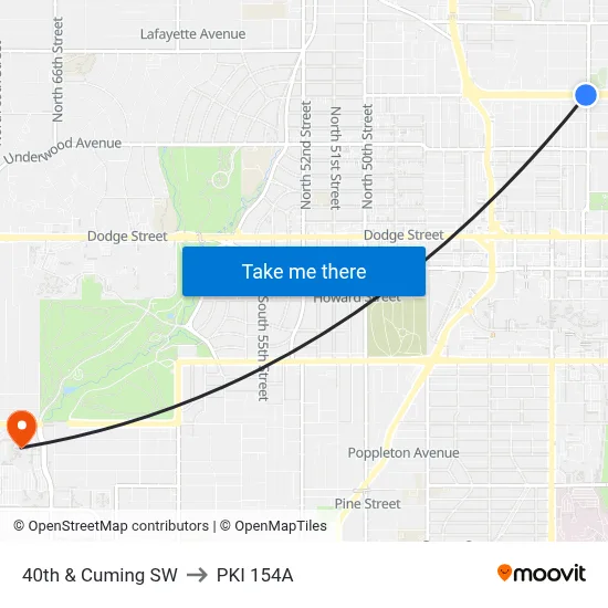 40th & Cuming SW to PKI 154A map