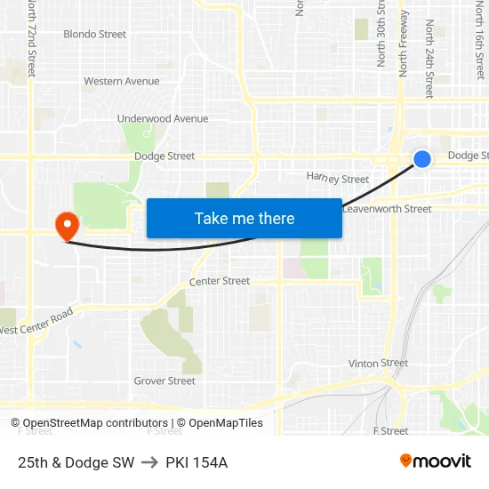 25th & Dodge SW to PKI 154A map