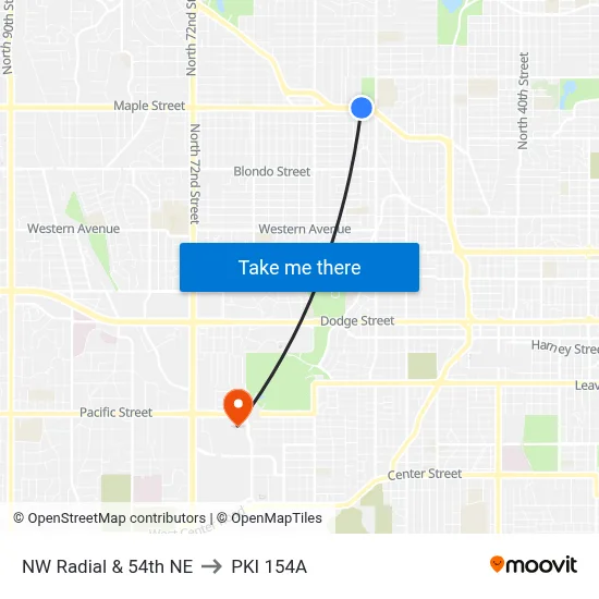 NW Radial & 54th NE to PKI 154A map