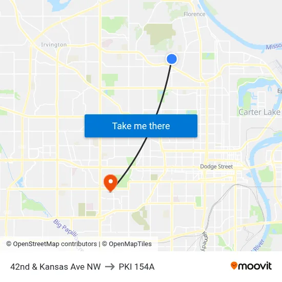 42nd & Kansas Ave NW to PKI 154A map