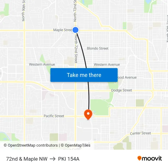 72nd & Maple NW to PKI 154A map