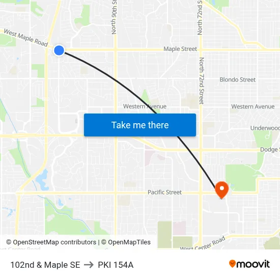 102nd & Maple SE to PKI 154A map