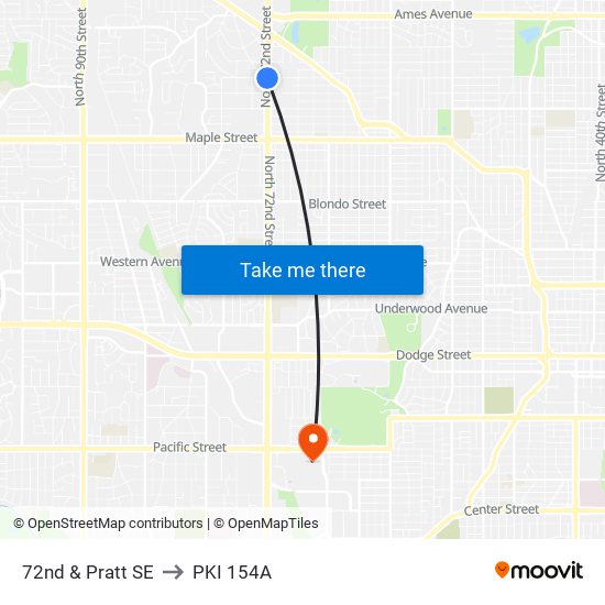 72nd & Pratt SE to PKI 154A map