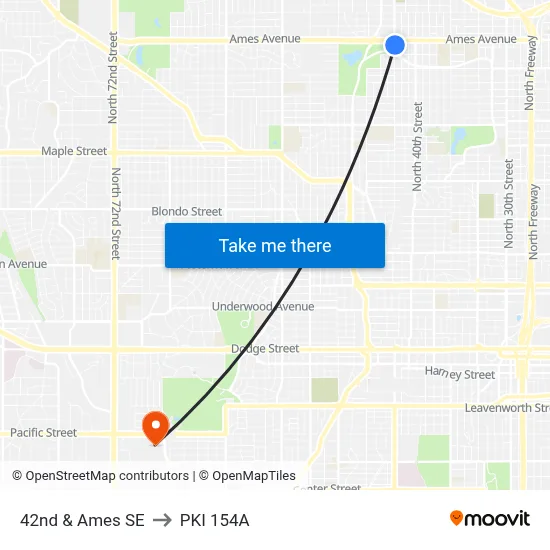 42nd & Ames SE to PKI 154A map