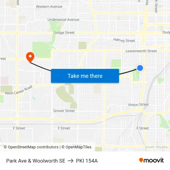Park Ave & Woolworth SE to PKI 154A map