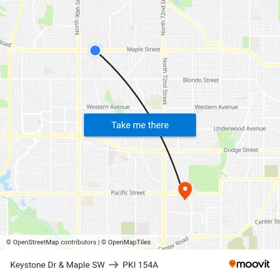 Keystone Dr & Maple SW to PKI 154A map