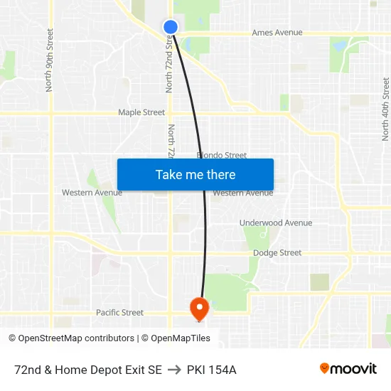 72nd & Home Depot Exit SE to PKI 154A map
