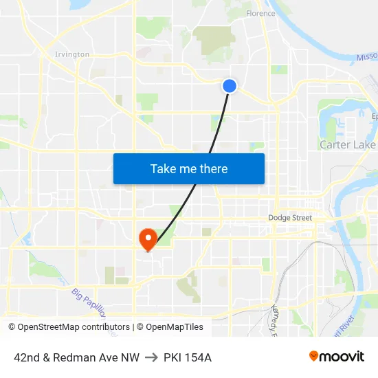 42nd & Redman Ave NW to PKI 154A map